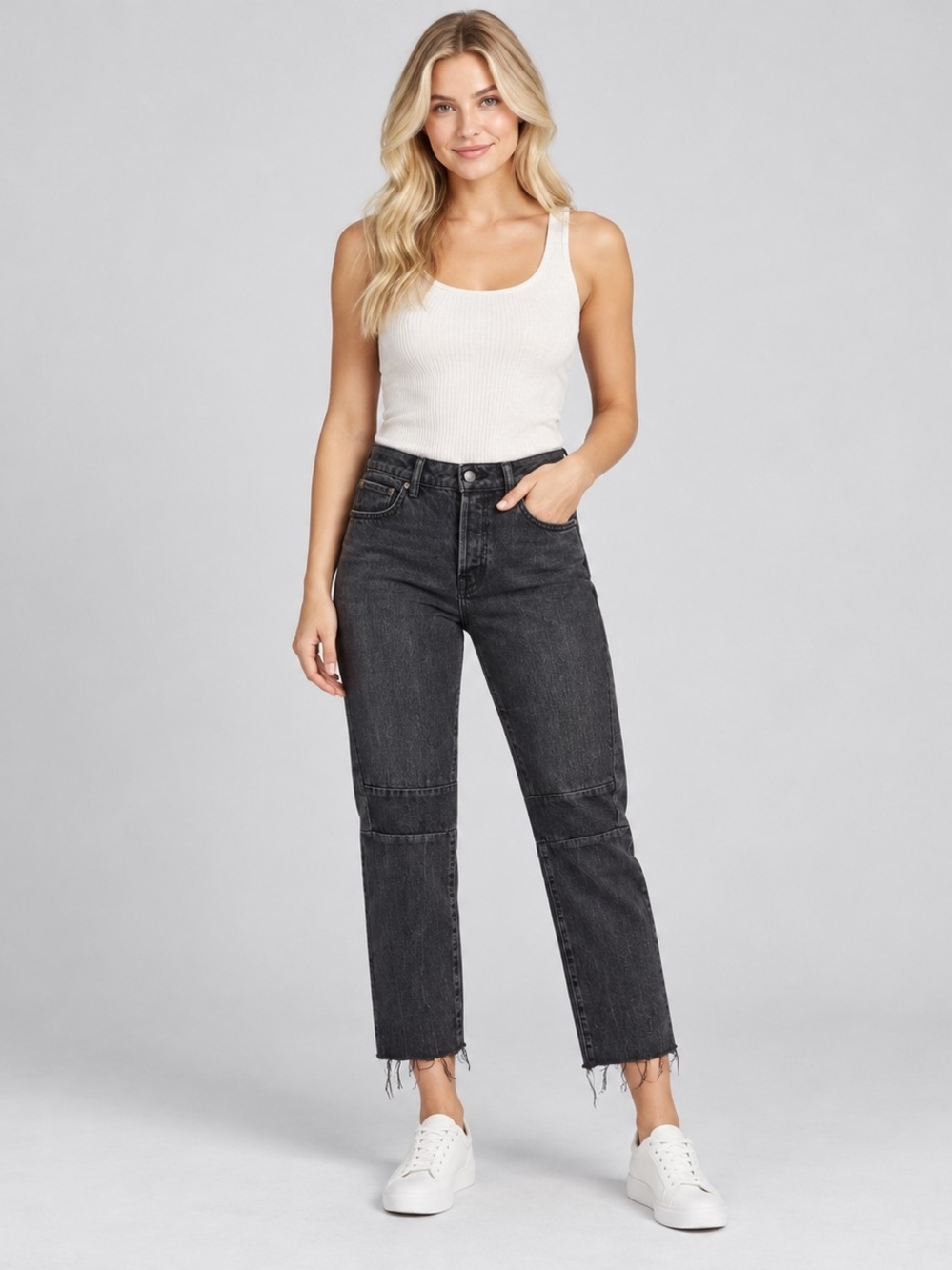 Helmut Lang High Rise Crop Slim Vintage Patchwork Jeans